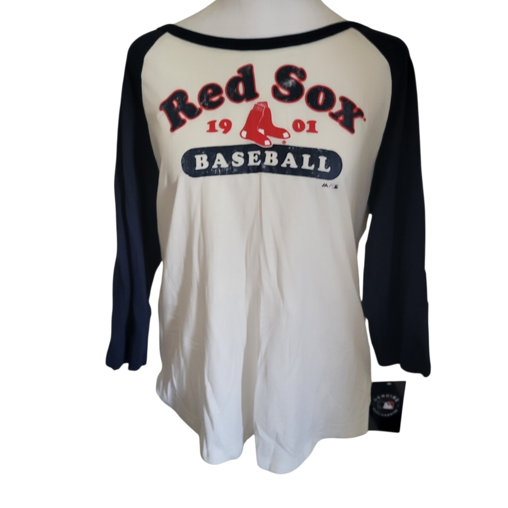 Majestic Red Sox Long Sleeve Tee White/Blue sz M